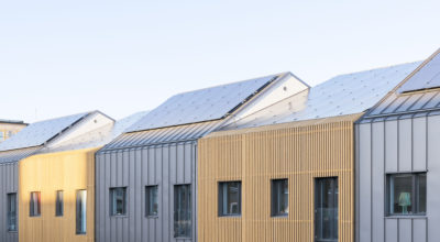 Solar PV panels on the Power of 10 townhouses in Örebro, Sweden.