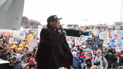 Rev. Lennox Yearwood Jr., president of the Hip Hop Caucus, at a climate rally in Washington, D.C.