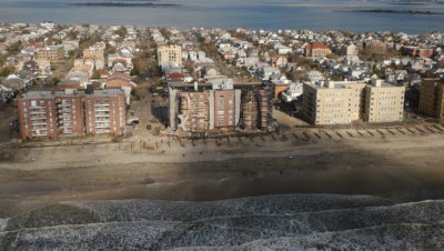 An aerial view of damage from Superstorm Sandy in New York City in 2012.