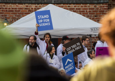 Researchers at a pro-science rally in San Francisco in December 2016.