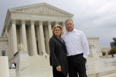 Mike and Chantell Sackett outside the U.S. Supreme Court.
