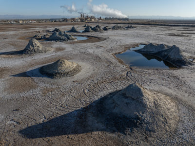 A geothermal field along the Salton Sea in California. The area is a hotspot for lithium mining.