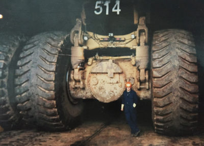 Brandon Sandmaier (seen in both photos) now manages operations for an Alberta solar company, after 10 years in the tar sands where he repaired 400-ton haul trucks.
