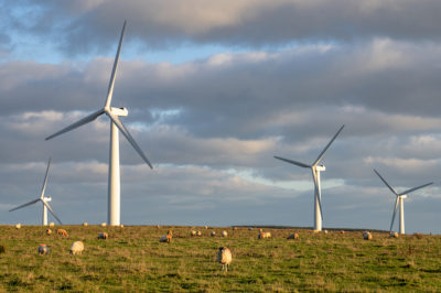A wind farm in rural Scotland.