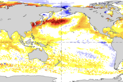 In September, sea surface temperatures in the eastern Pacific were near average.