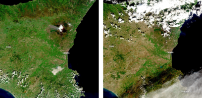 Sicily in January 2023 and January 2024, after a drought had set in.