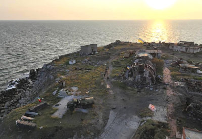 Snake Island after being recaptured by Ukrainian soldiers.