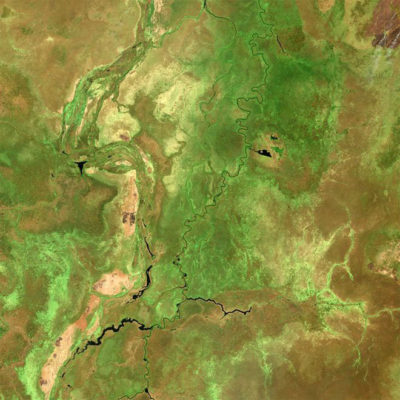 Satellite view of the Sudd wetland in South Sudan.