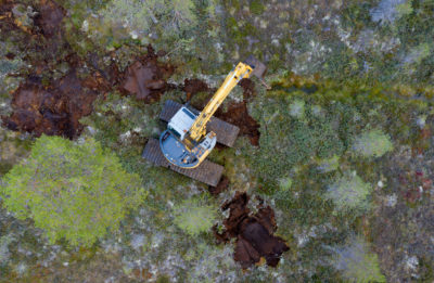 The Snowchange Cooperative used heavy equipment to restore this peatland in eastern Finland.