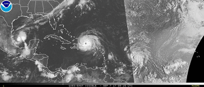 Hurricanes Katia, Irma, and Jose in the Atlantic Basin on September 7, 2017.