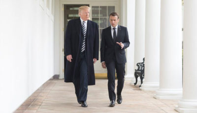 French President Emmanuel Macron, with President Donald Trump, on a visit to the White House in April.