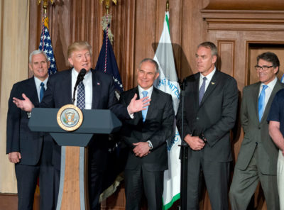 President Trump at a ceremony last March for his signing of an executive order reversing climate policies of the Obama administration.
