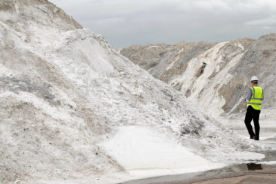 A stockpile of winter de-icing salt in Middlewich, England.