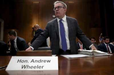 EPA Administrator Andrew Wheeler at a hearing of the Senate Environment and Public Works Committee.