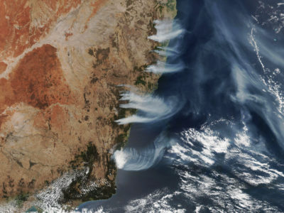 Smoke from the 2019-2020 Australian bushfires, as seen from space.