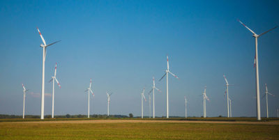 Wind turbines in rural Germany.