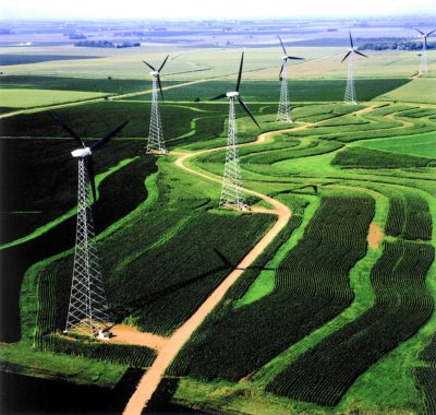 Wind turbines at Storm Lake, Iowa.