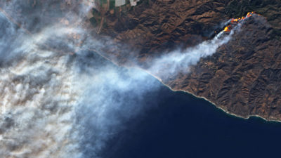 Smoke from the Woolsey Fire in California in 2018.