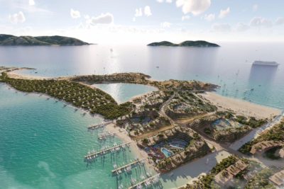 A rendering of the planned hotel development on Nartë lagoon