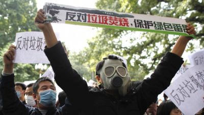 Activists protest waste-to-energy incinerators in the southern Chinese city of Guangzhou.