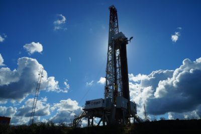 A natural gas drilling rig.