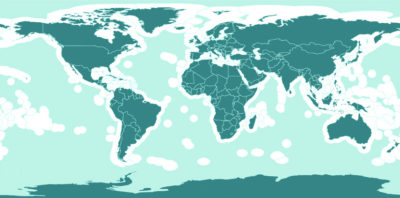 International waters (light green) and national waters (white).