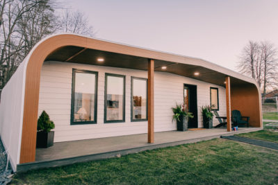 A 3D-printed house made from sawdust and other timber industry waste by the University of Maine’s Advanced Structures and Composites Center.