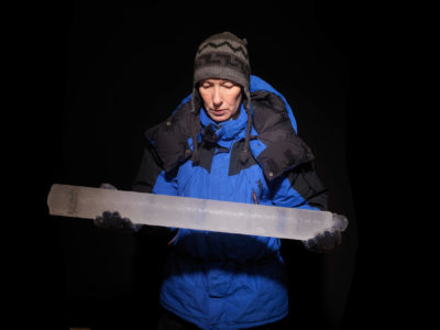 Study coauthor Margit Schwikowski with an ice core from the the Corbassière glacier.